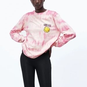 Zara Pink Tie-Dye Long Sleeve Tee